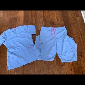 Smitten ceil blue medium tall scrub set